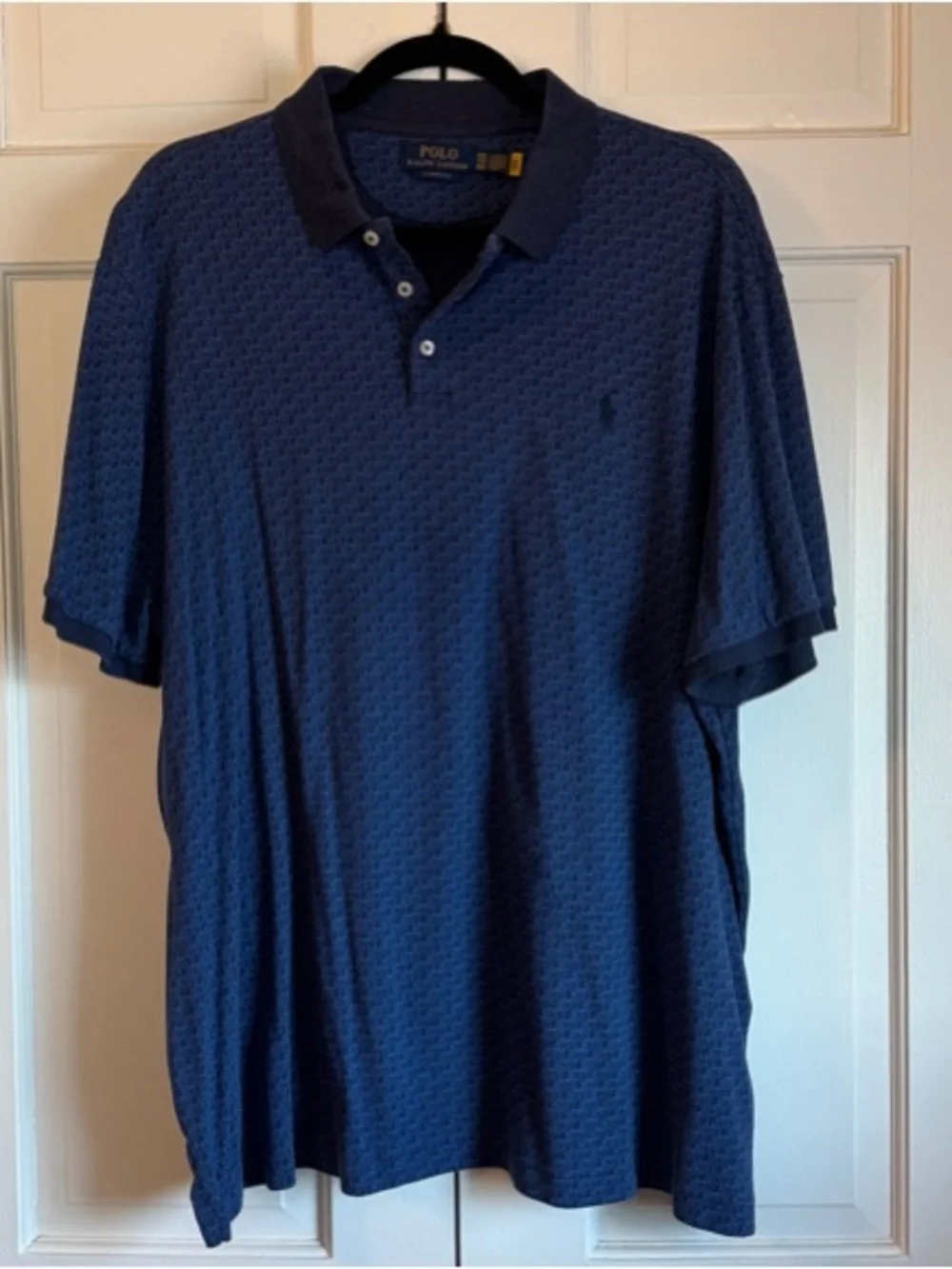 NWOT Polo by Ralph Lauren Blue Short-Sleeve Polo Print with Contrast Dark Collar